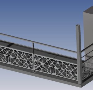 Étude pour la réalisation d'un garde-corps métallique pour une terasse, modélisé en 3D